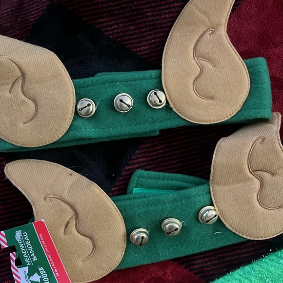 Christmas elf hat set elves ear headbands felted sparkle jingle bells OSFM 🧝🏼 - Picture 2 of 5